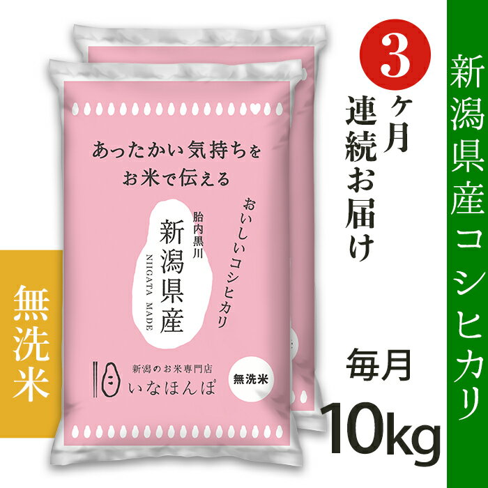 定期便 米 無洗米 10kg 3ヶ月 5kg×2袋 新潟こしひかり 令和5年 白米 27-M103[無洗米]新潟県産コシヒカリ10kg(5kg×2袋)[3ヶ月連続お届け]