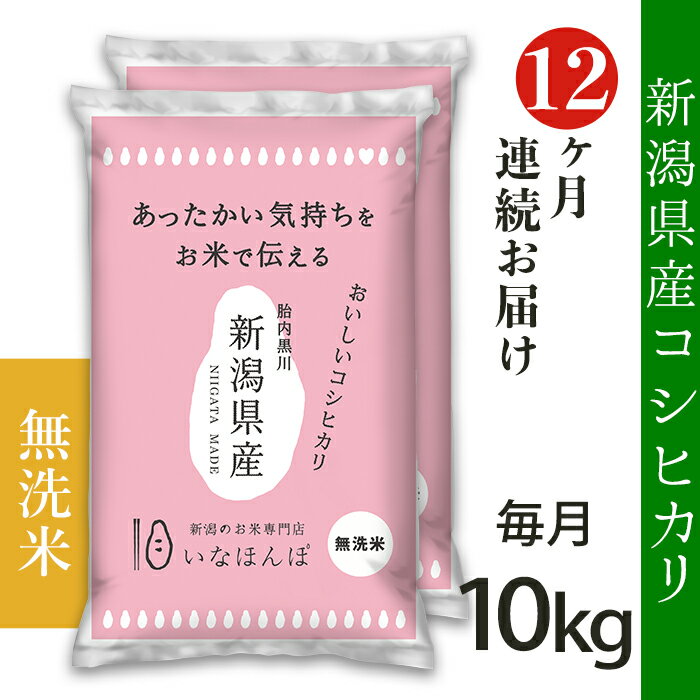 定期便 米 無洗米 10kg 12ヶ月 5kg×2袋 新潟こしひかり 令和5年 白米 27-M10Z[無洗米]新潟県産コシヒカリ10kg(5kg×2袋)[12ヶ月連続お届け]