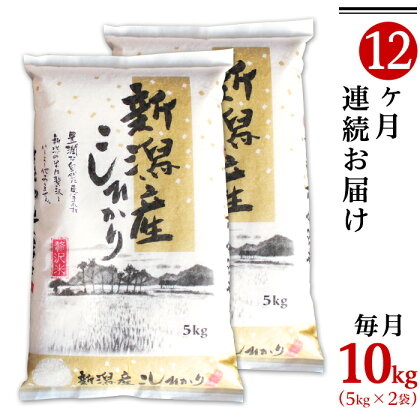 令和5年 米 定期便 10kg 5kg×2袋 12ヶ月 新潟こしひかり 白米 K1012【12ヶ月連続お届け】新潟県産コシヒカリ10kg（5kg×2袋）