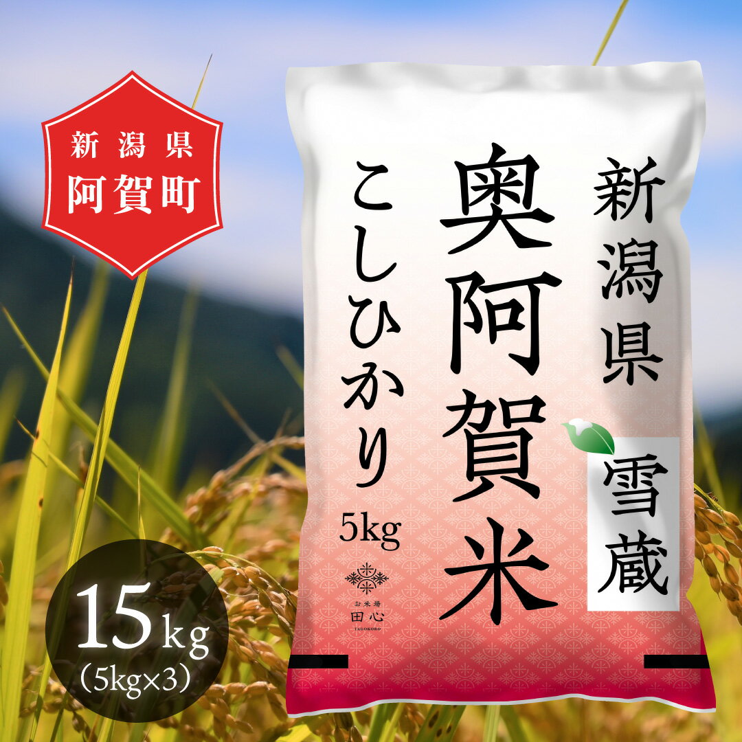 【ふるさと納税】 米 15kg 新潟県産 コシヒカリ 令和5年産 5kg × 3袋 奥阿賀 | こしひかり ファーストクラス機内食採用産地 白米 精米 送料無料 お取り寄せ お米