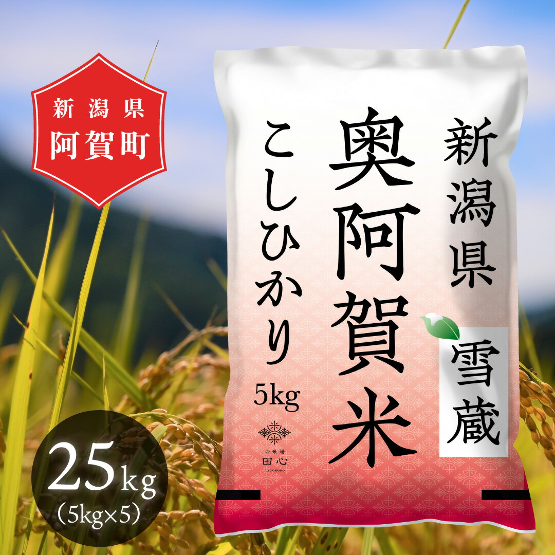 【ふるさと納税】 米 25kg 新潟県産 コシヒカリ 令和5年産 5kg × 5袋 奥阿賀 | こしひかり ファーストクラス機内食採用産地 白米 精米 送料無料 お取り寄せ お米