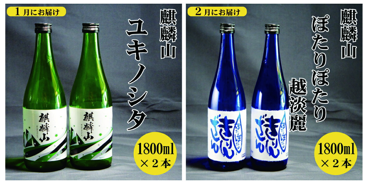 【ふるさと納税】＜定期便 12回＞日本酒 新潟 《麒麟山》 1800ml 毎月2本 12ヶ月（合計24本）定番酒 限定酒 | 国産米使用 阿賀 清酒 原酒 地酒 梅酒 にごり酒 純米大吟醸 純米吟醸 大吟醸 辛口 越淡麗 五百万石 たかね錦 藤五郎 送料無料 期間限定