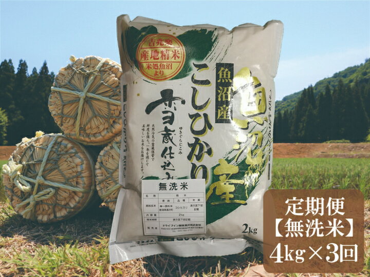 【ふるさと納税】 令和4年産新米 【無洗米4kg/3回定期便】「雪蔵仕込み」 【湯沢産コシヒカリ】