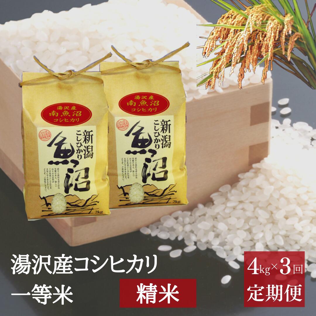 令和5年産 【精米4kg（2kg×2袋）3ヶ月定期便】湯沢産コシヒカリ＜精米＞（白米） 精米したてのお米をお届け 南魚沼産 こしひかり 3回定期便