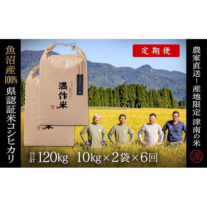 【ふるさと納税】【2025年産新米】【6ヶ月定期便】合計120kg 20kg×6回 特栽魚沼産コシヒカリ