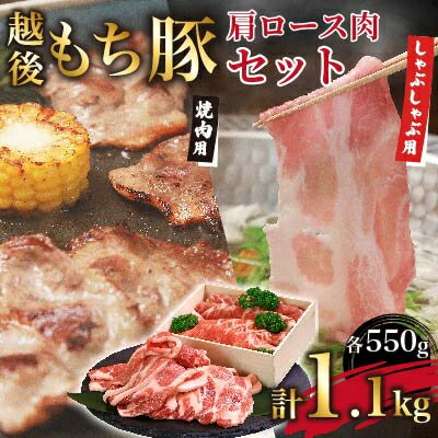 越後もち豚肩ロース肉(しゃぶしゃぶ用550g・焼肉用550g)1.1kg【配送不可地域：離島】【1272698】