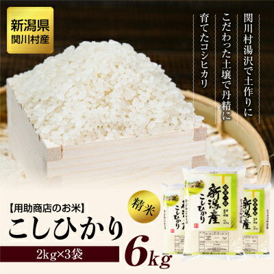 岩船産コシヒカリ 用助商店のお米 こしひかり精米6kg(2kg×3袋)