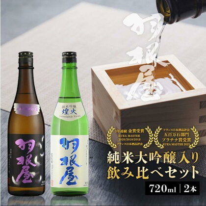 羽根屋 日本酒 720ml×2本 純米大吟醸 翼 ＆ 純吟 煌火 | 酒 お酒 飲み比べ セット 清酒 地酒 お取り寄せ 名産品 お土産 大吟醸酒 純米大吟醸酒 支援 支援品 返礼品 特産品 ご当地 純米吟醸 生酒 飲み比べセット ギフト