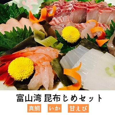 【ふるさと納税】富山湾 昆布じめセット3種（真鯛 いか 甘えび） 昆布〆 こんぶじめ 富山 セット 詰め合わせ　【魚貝類・加工食品・刺身】