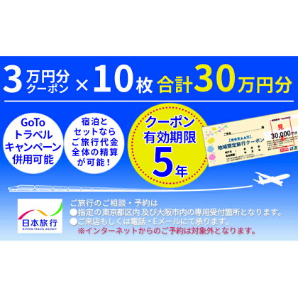 日本旅行 地域限定旅行クーポン【300,000円分】 【旅行・チケット・旅行・宿泊券】
