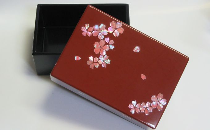 【ふるさと納税】螺鈿細工 小箱 桜(古代朱)　【工芸品 民芸品 工芸品 伝統技術】