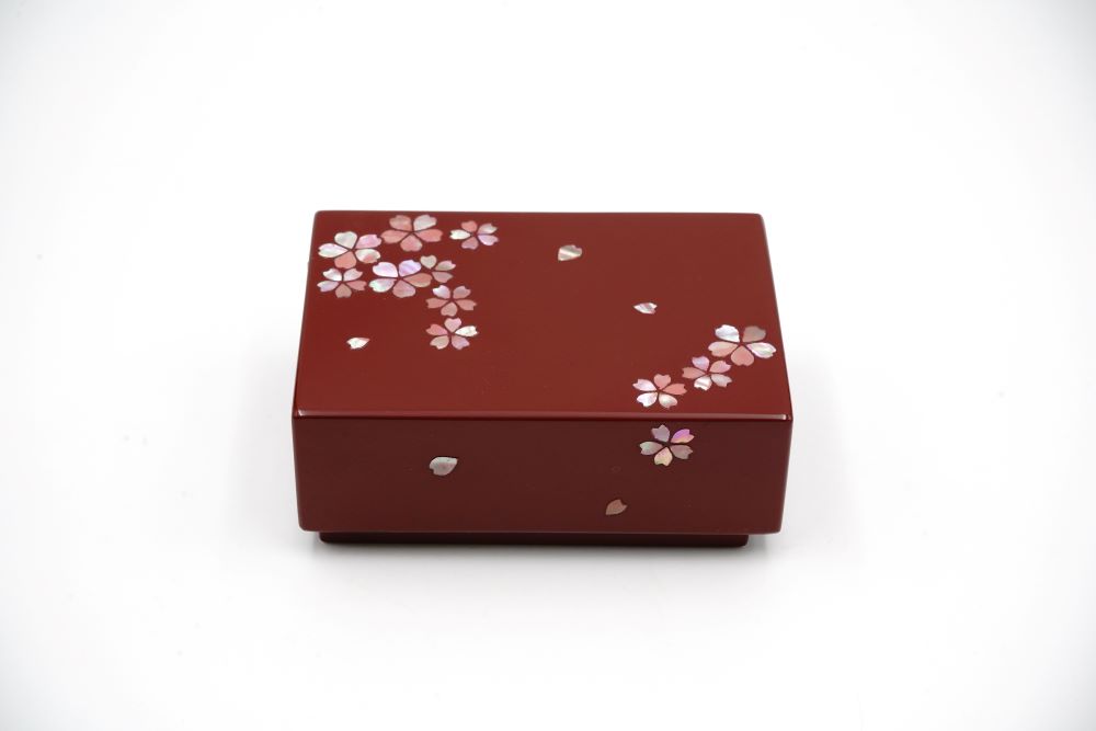 【ふるさと納税】螺鈿細工 小箱 桜(古代朱)　【工芸品 民芸