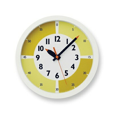 fun pun clock with color! / イエロー (YD15-01 YE) Lemnos レムノス 時計 [インテリア] お届け:※申込状況によりお届け迄1〜2ヶ月程度かかる場合があります。