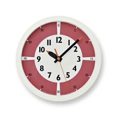 fun pun clock with color! / レッド (YD15-01 RE)Lemnos レムノス 時計 [インテリア] お届け:※申込状況によりお届け迄1〜2ヶ月程度かかる場合があります。