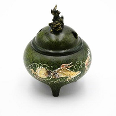 [高岡銅器]彫金香炉 金雲昇竜(獅子蓋) [ 民芸品 工芸品 雑貨 日用品 登り竜 象徴 ]