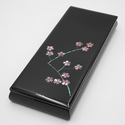 ペンBOX　桜（貝入）黒　【雑貨・日用品・雑貨・日用品・文房具・工芸品】