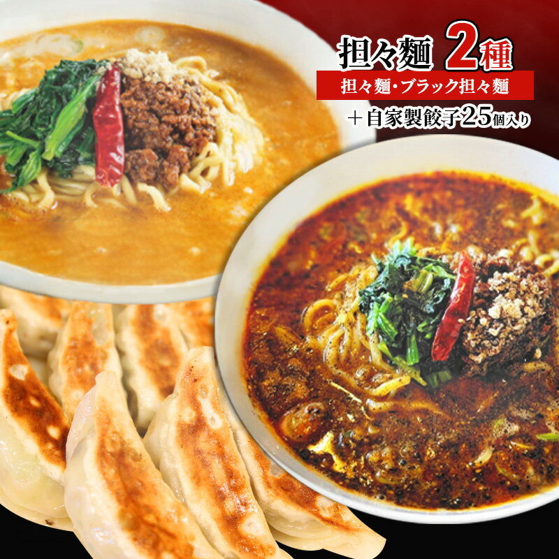 35位! 口コミ数「0件」評価「0」担々麺2種（担々麺・ブラック担々麺）＋自家製餃子25個入り　【 担々麺 ラーメン 麺 麺類 自家製 餃子 】