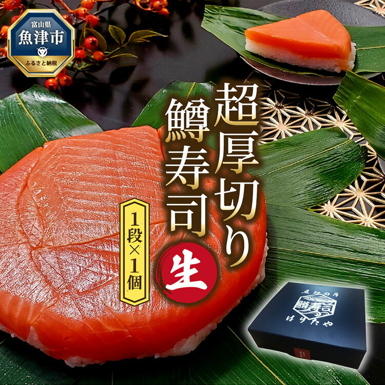 【ふるさと納税】生 鱒寿司 超厚切り 1段 1個 ます 鱒 マス 寿司 押し寿司 魚卸問屋 はりたや 和食 惣菜 加工食品　【 冷蔵 レビューCP】　お届け：※12月26日～1月5日までは出荷停止期間です。のサムネイル