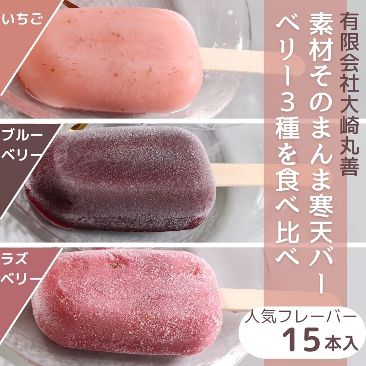 素材そのまんま寒天バー 人気のベリー3種を食べ比べ 15本入 | お菓子 スイーツ 寒天 和菓子 生菓子 ※2025年6月上旬〜9月上旬頃に順次発送予定 ※北海道・沖縄・離島への配送不可