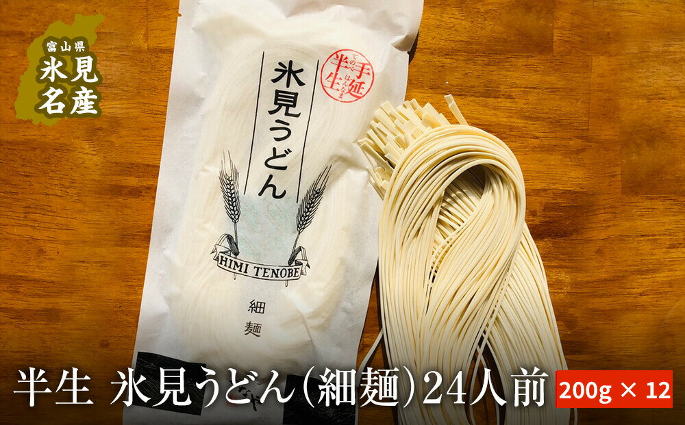 【ふるさと納税】半生 氷見のうどん （細麺）200g×12袋 24人前 富山県 氷見市 半生 氷見 うどん 細めん