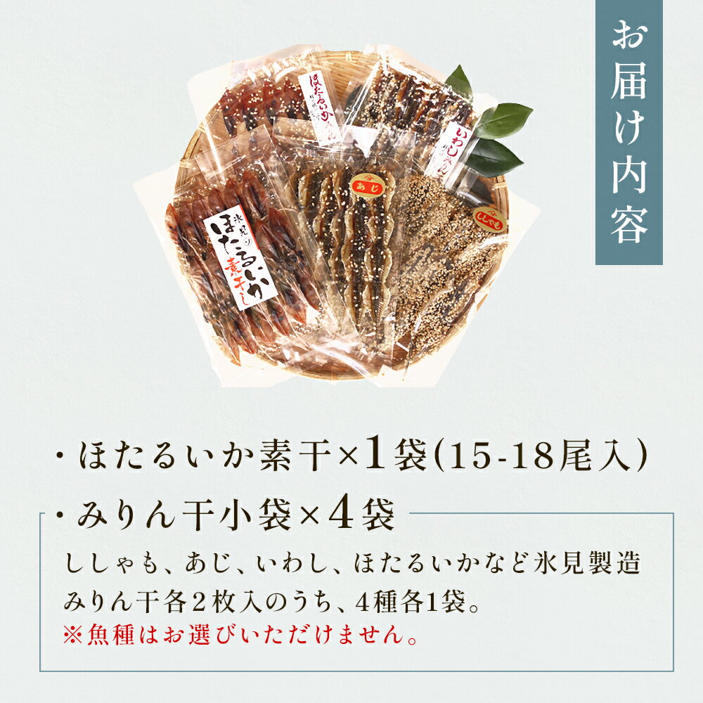 【ふるさと納税】 氷見 堀与氷見名産 みりん干4種とほたるいかの素干 富山県 氷見市 味醂干 干物 ホタルイカ 詰め合わせ 食べ比べ セット ギフト