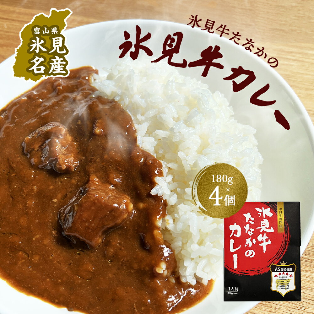 【ふるさと納税】 氷見牛たなかのカレー 180g 4個セット 富山県 氷見市 カレー 牛肉 惣菜 加工品 レトルト 4人前 720g