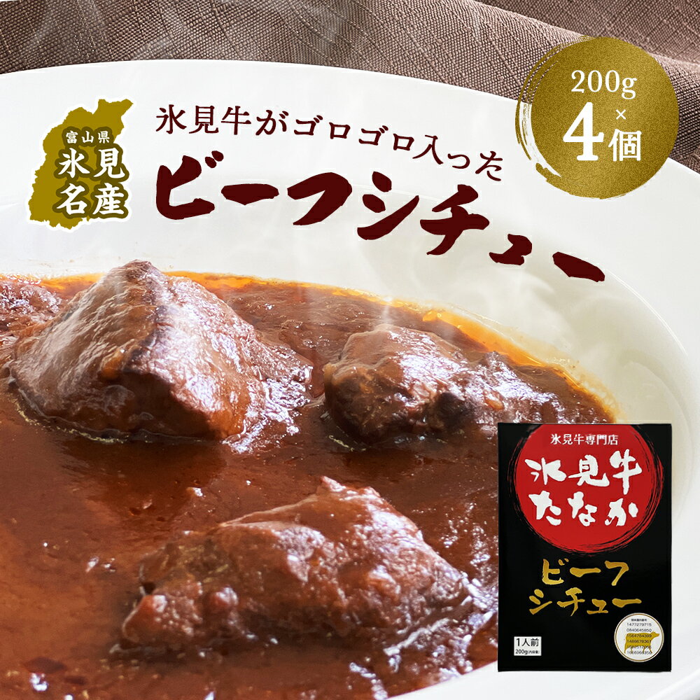 氷見牛がゴロゴロ入ったビーフシチュー200g×4 富山県 氷見市 氷見牛 ビーフシチュー 惣菜 加工品 400g