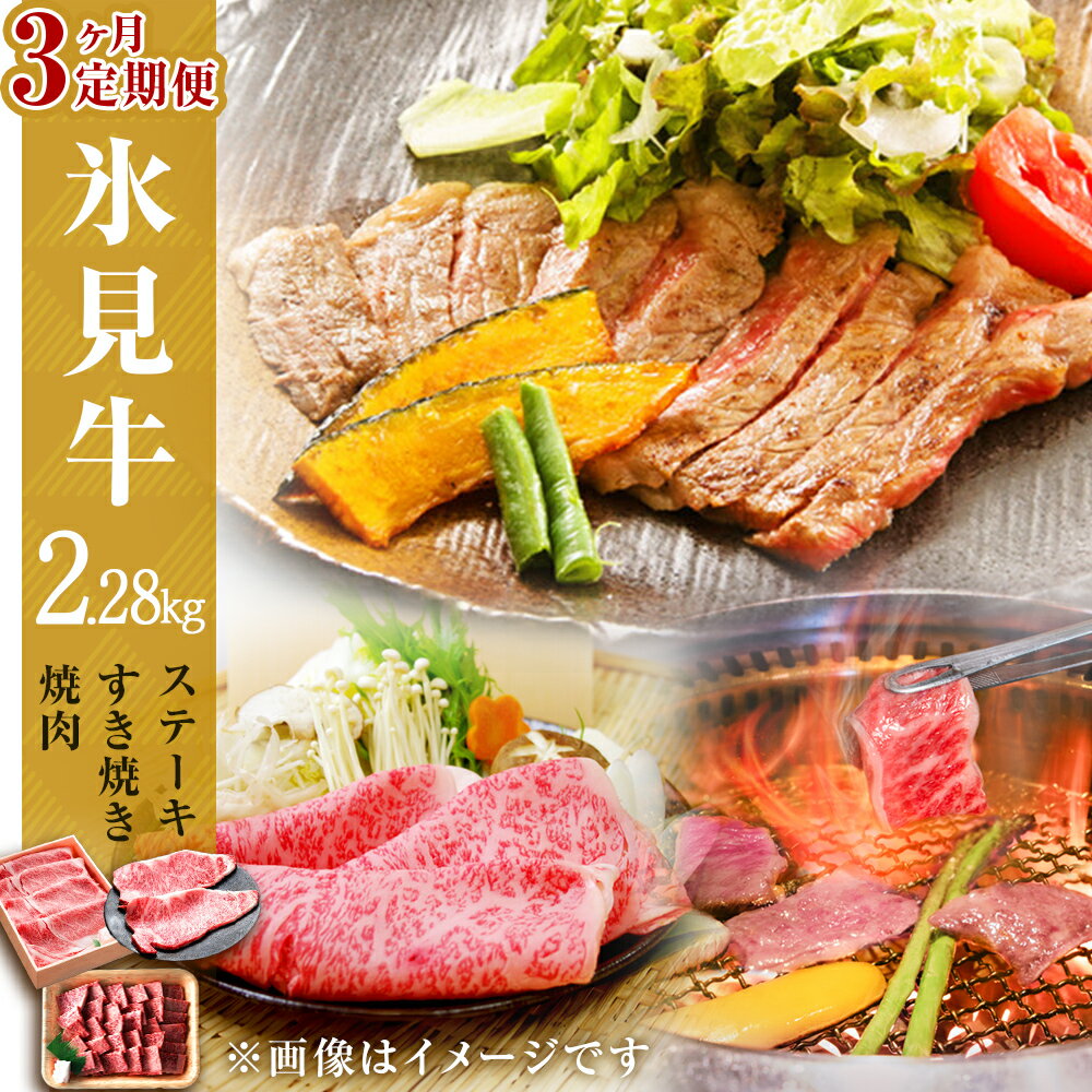 [定期便(全3回)]極上の黒毛和牛 氷見牛ステーキ用&すき焼き用&焼肉用牛肉 国産 ギフト ロース サーロイン 霜降り