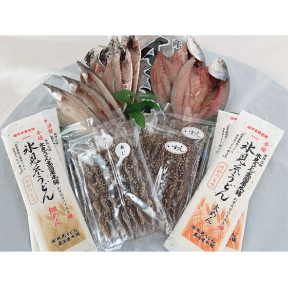 【ふるさと納税】氷見糸うどん入り！氷見干物セット(大)　【魚貝類・干物・麺類・うどん・手延べうどん・するめいか】
