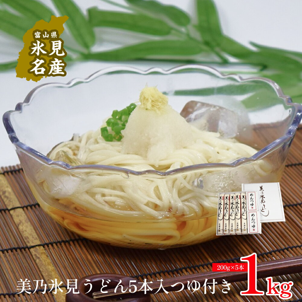 15位! 口コミ数「0件」評価「0」美乃氷見うどん5本入つゆ付き（200g×5本） 富山県 氷見市 うどん 乾麺 つゆ セット