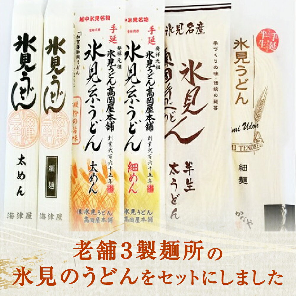 【ふるさと納税】種類豊富！氷見のうどん食べ比べ6本セット（200g×5本＋220g） 富山県 氷見市 乾麺 半生麺 太麺 細麺 ひみうどん 麺類