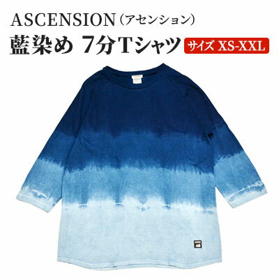 【ふるさと納税】Tシャツ ASCENSION 藍染め 7分Tシャツ 1枚 トップス カットソー メンズ レディス 黒部の名水染め　【 ファッション 服 男性 女性 レディース 】