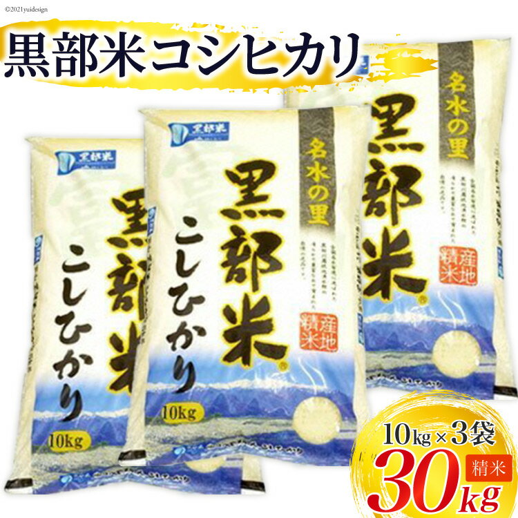 【ふるさと納税】米 令和5年 黒部米 コシヒカリ 10kg×3袋 計30kg 精米 白米 こしひかり お米/黒部市農業協同組合/富山県 黒部市　【 お米 しっとりした甘み おいしさが持続 】　お届け：2023年10月上旬～2024年9月下旬において順次出荷