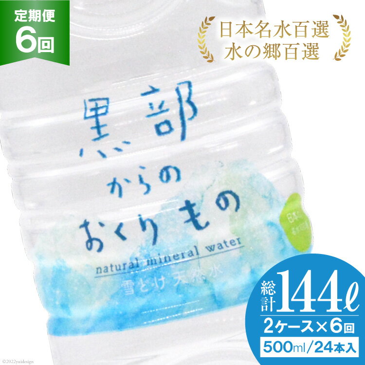 【ふるさと納税】【合計288本】定期便 黒部からのおくりもの 500ml×24本×2ケース×6回 総計144L 水 飲料水 名水 ミネラルウォーター 2個..