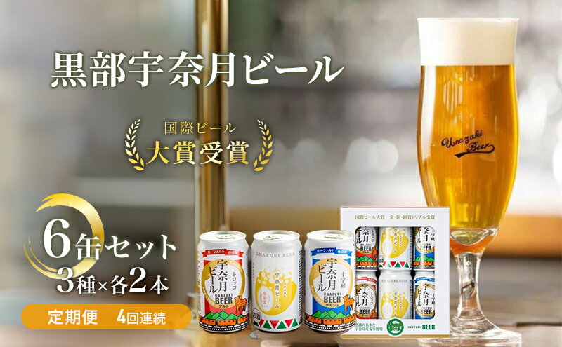 【ふるさと納税】ビール ふるさと定期便　宇奈月ビール6缶セット×4回（4か月連続発送）　【定期便・ クラフトビール 飲み比べ お酒 酒 地ビール ビール 】