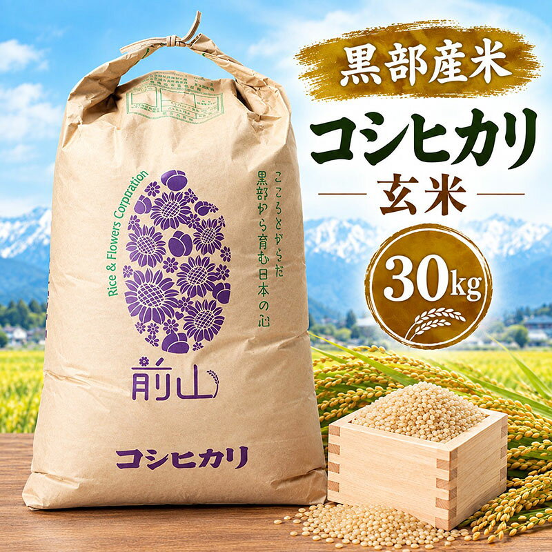 黒部産米/令和8年産コシヒカリ/玄米/30kg お届け：2026年10月上旬～2027年1月中旬まで