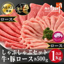 【ふるさと納税】牛豚しゃぶしゃぶセット1kg(和牛ロース500g・豚ロース500g)【配送不可地域:離島・北海道・沖縄県・東北・中国・四国・九州】【129145...