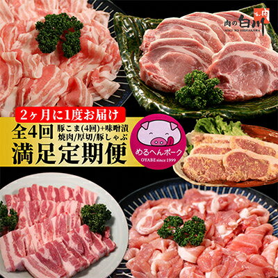 【ふるさと納税】【2ヵ月毎定期便】メルヘンポーク定期便　豚こま・味噌漬・焼肉・とんかつ・しゃぶしゃぶ全4回【配送不可地域：離島・北海道・沖縄県・東北・中国・四国・九州】【4004679】