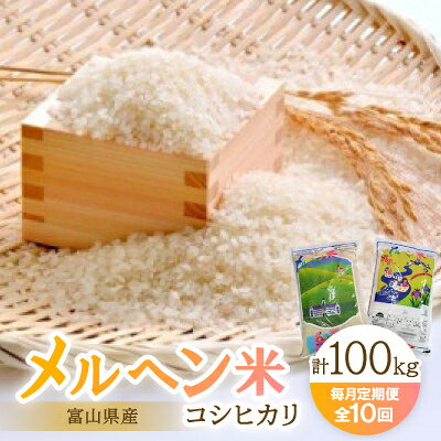 【毎月定期便】富山県メルヘン米コシヒカリ計100kg(10kg×10回)全10回【4013233】