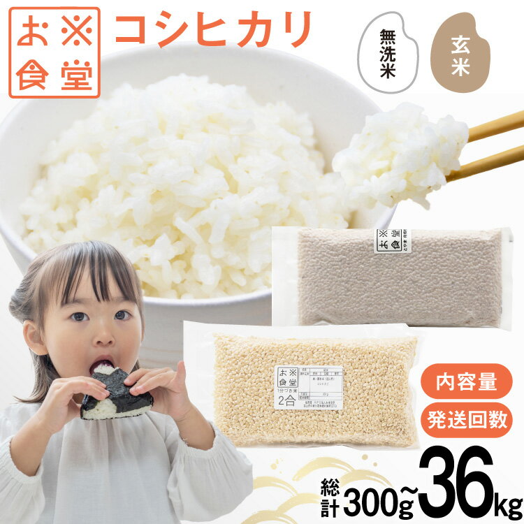 米 コシヒカリ [選べる内容量 種類 発送回数] [お米食堂 富山県 舟橋村 57050223] お米 米 こめ コメ 玄米 一分づき 無洗米 白米 精米 ごはん 備蓄 長期保存 富山県産 定期便 1回 3回 300g 900g 2kg 3kg 30kg 36kg