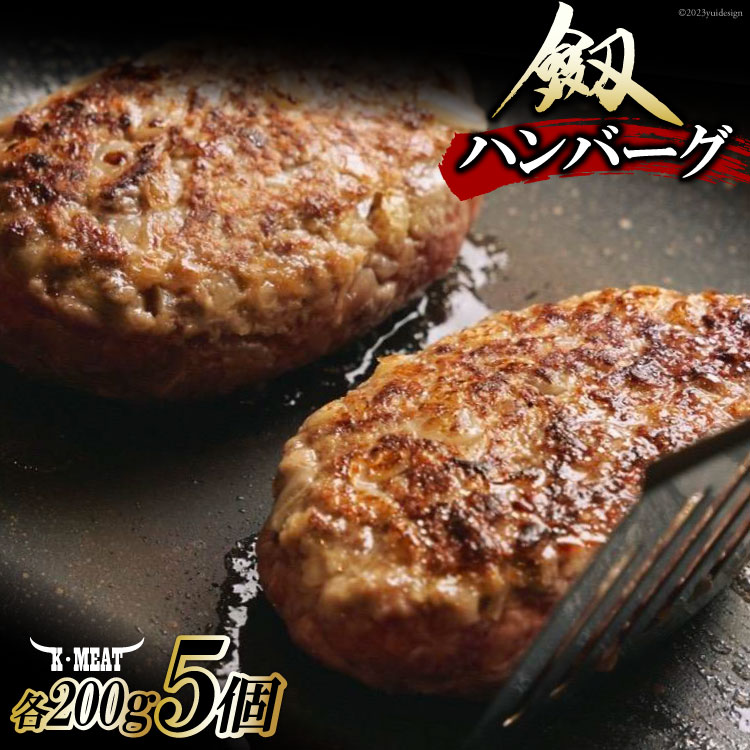 [レンジで温めるだけ]上市町産黒毛和牛「劔」100%使用したハンバーグ 200g×5個 [K・MEAT 富山県 上市町 32280048] ハンバーグ 美味しい 黒毛和牛 冷凍 レンジ 温めるだけ