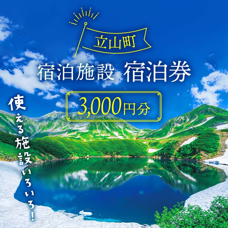 富山の旅行券（宿泊券） 【ふるさと納税】リピーター多数★ 宿泊券 山小屋含む宿泊施設 3,000円分富山 とやま 立山 たてやま 登山 山登り 山歩き トレッキング アルペンルート 商品券 チケット 宿 宿泊 温泉 旅行 旅 観光 3000 3000円 富山県 立山町 F6T-051