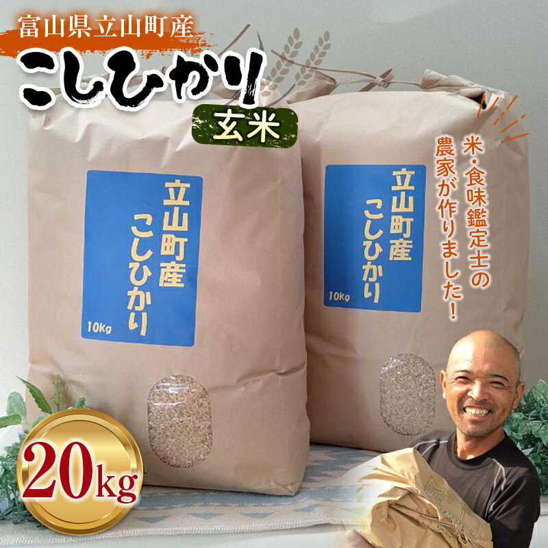 【ふるさと納税】米 富山県立山町産 こしひかり 玄米 10kg×2袋 計20kg 横山ファーム 富山県 立山町 F6T-545のサムネイル