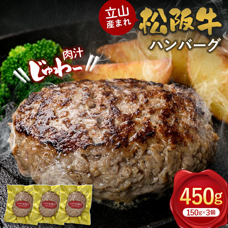 【ふるさと納税】立山産まれ 松阪牛 ハンバーグ 150g×3個 カシワファーム 和牛 牛肉 おかず 惣菜 時短 冷凍 富山県 立山町 F6T-158