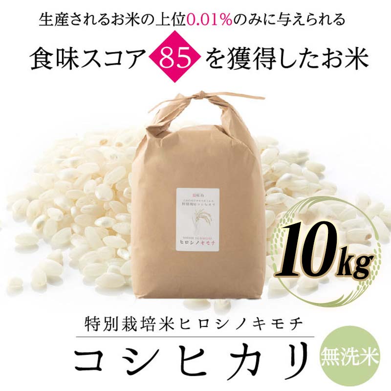 【ふるさと納税】【先行予約】特別栽培米 コシヒカリ ヒロシノキモチ 無洗米 10kg ブランド米 銘柄米 国産 米 お米 日本米 ギフト 贈り物 備蓄 防災 食品 陽咲玲 はるざれ F6T-877