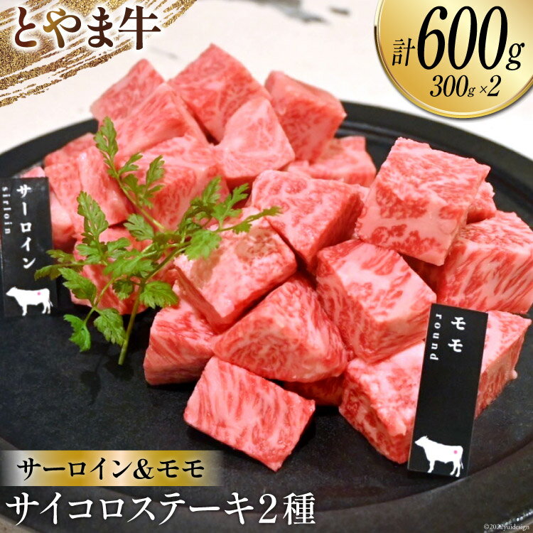 牛肉 とやま牛 サイコロステーキ 合計600g サーロイン & モモ 各300g 肉 国産 ビーフ 真空パック 冷凍 ステーキ 一口サイズ 食べ比べ / カシワファーム / 富山県 朝日町 