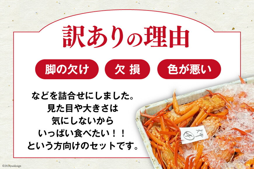【ふるさと納税】 【期間限定発送】 【漁師厳選】 訳あり 紅ズワイガニ ボイル済 中サイズ3〜4杯 計1.2kg前後 [聖徳丸 富山県 朝日町 34310512] 海鮮 魚介類 カニ ベニズワイガニ 紅ズワイ ベニズワイ 紅ズワイ蟹 ボイル 冷蔵 ご褒美