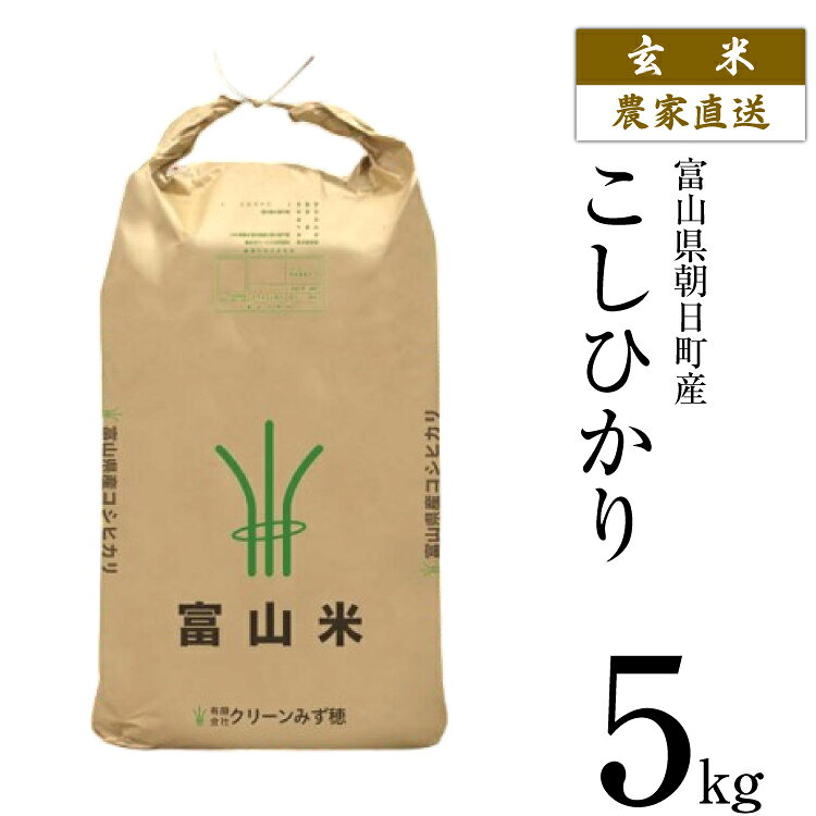 【期間限定発送】 玄米 令和7年産 こしひかり 5kg [クリーンみず穂 富山県 朝日町 34310536] お米 コシヒカリ コメ 5キロ ご飯 ごはん 農家 直送 おこめ こめ