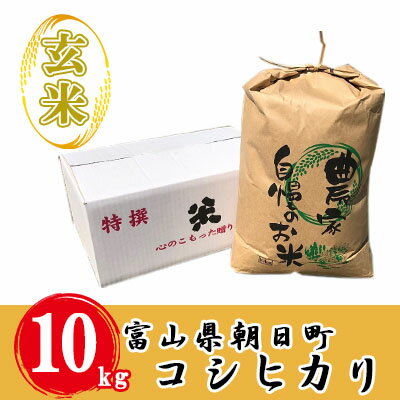 【ふるさと納税】【令和3年産】黒部の恵み 富山県朝日町産くぼたのコシヒカリ 玄米 10kg【富山 朝日町 こしひかり】　【お米・コシヒカリ・玄米・10kg・富山県産】　お届け：2021年9月下旬以降順次発送〜2022年8月中旬まで･･･