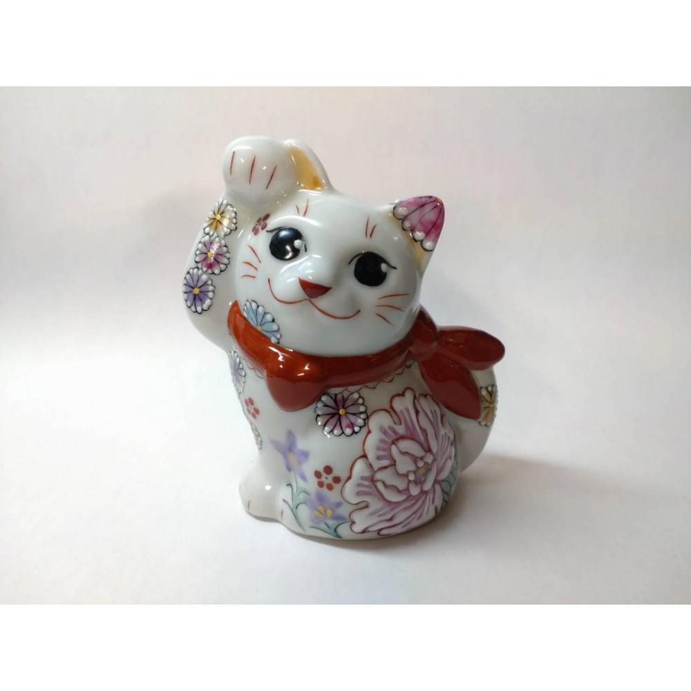 【ふるさと納税】(赤)招き猫 花詰 九谷焼 | 縁起 縁起物 まねきねこ インテリア 良縁 ご縁 ギフト 贈答 贈り物 プレゼント オススメ 石川 金沢 工芸品